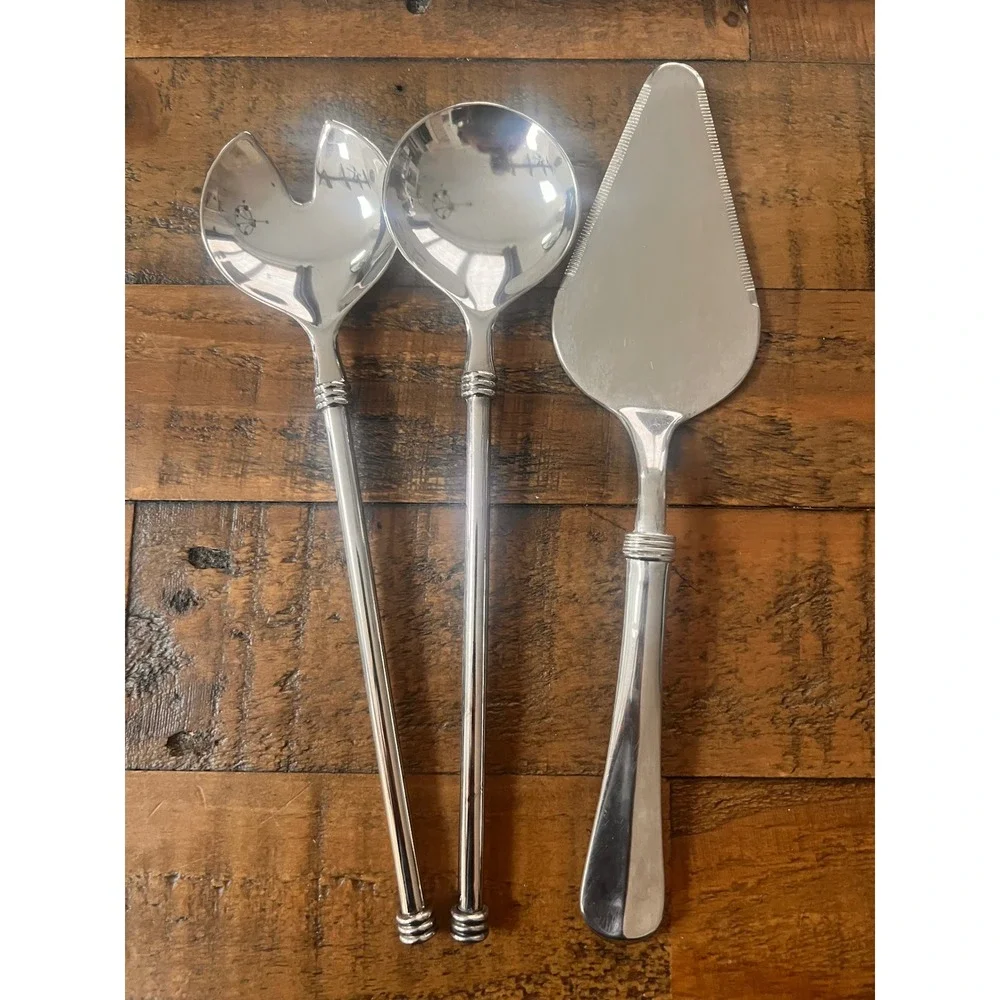 Vintage Italian Silverplate 3-Pc MCM Salad Servers & Cake Spatula ZN.4.MK Italy